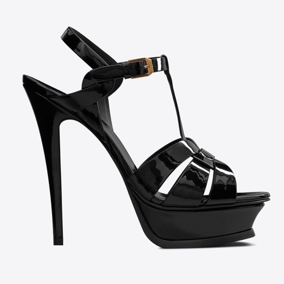 YSL TRIBUTE PLATFORM SANDALS IN PATENT LEATHER US 6 - Picture 3 of 15